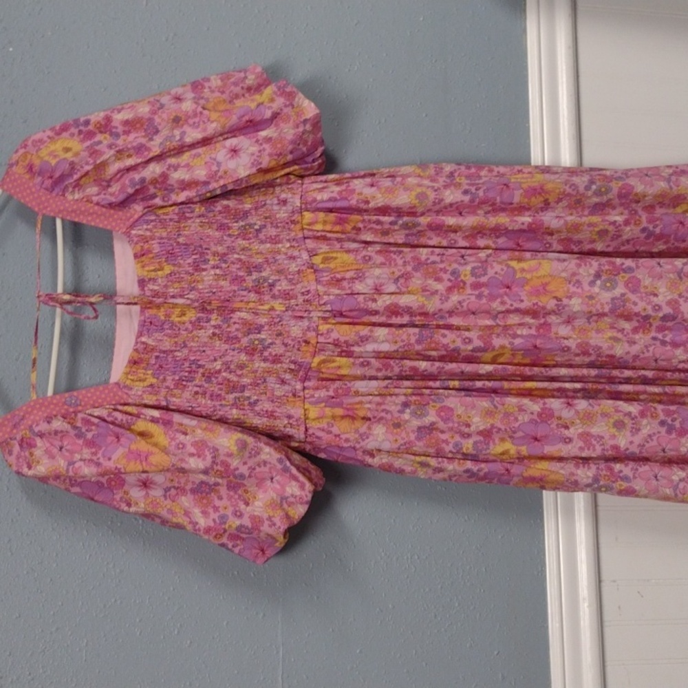 NEWIn Bloom Pink and Yellow Maxi Sundress with Puff Sleeves and Square Neckline, - Picture 7 of 16